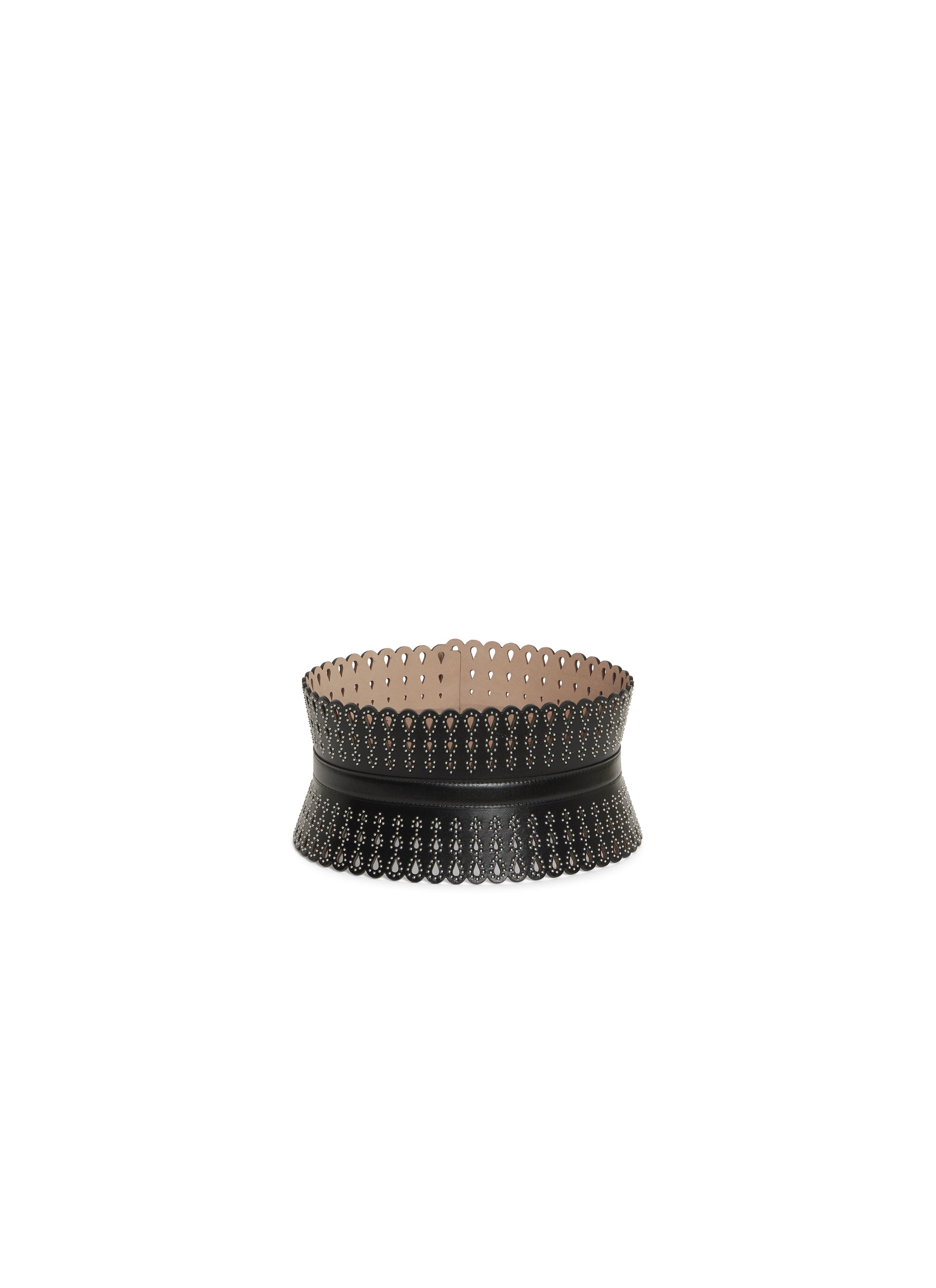 Studded leather corset - Black