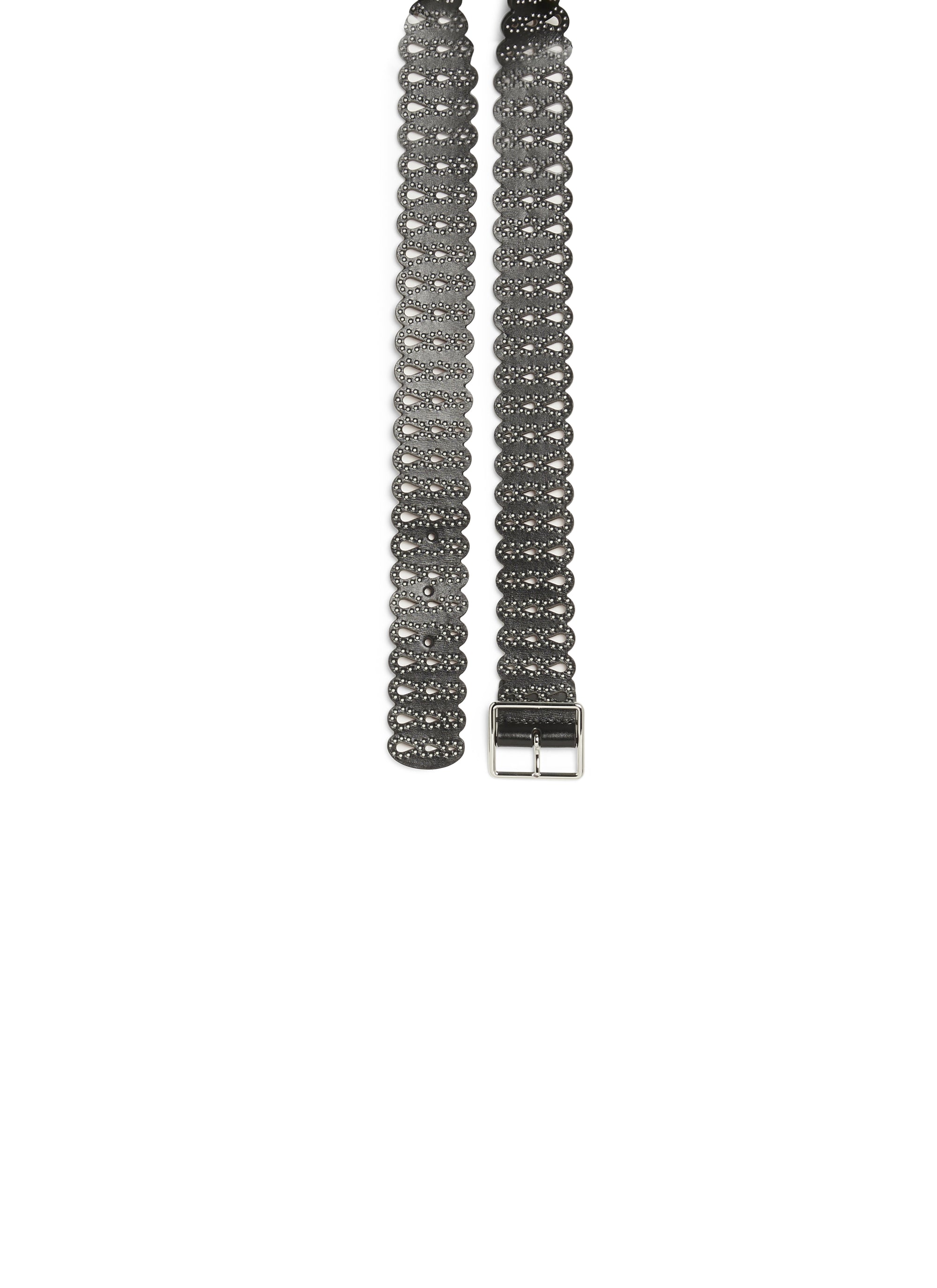 Ceinture plate à clous en cuir - Noir