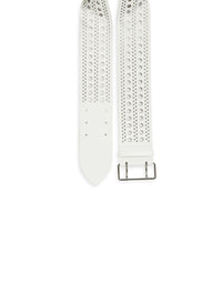 Flat openwork belt in leather - Optic White