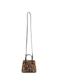 Mini cheetah print bag in leather - Mordor & Black