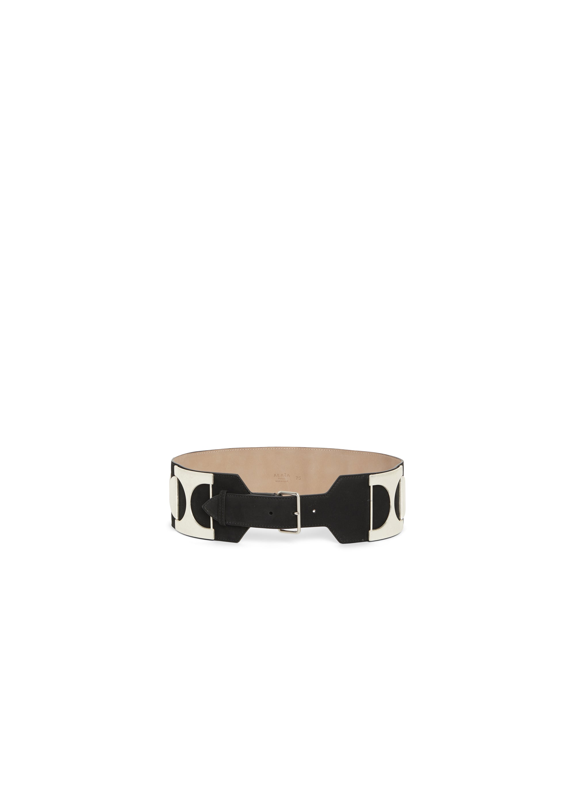 Ceinture plate en cuir suede - Noir