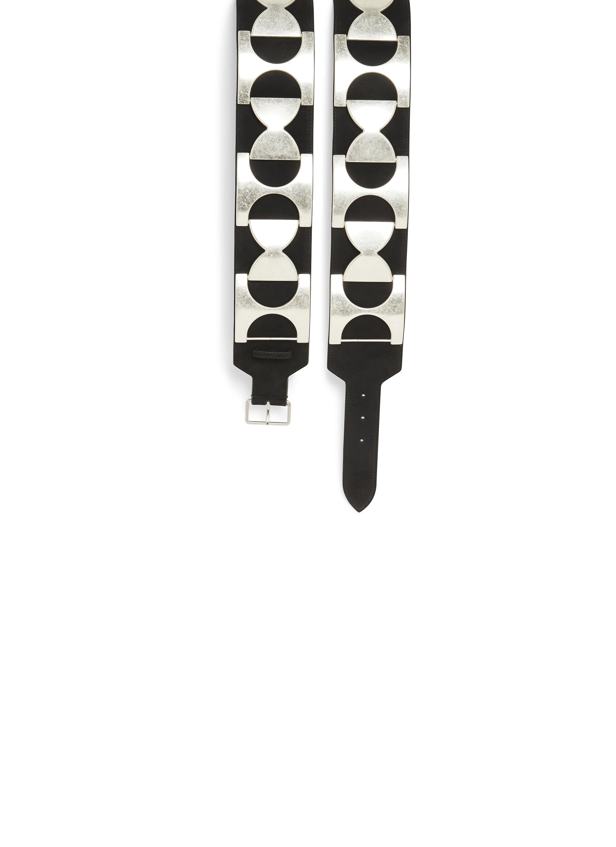 Ceinture plate en cuir suede - Noir