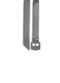 Ceinture à boucle géométrique oversize en cuir - Cendre
