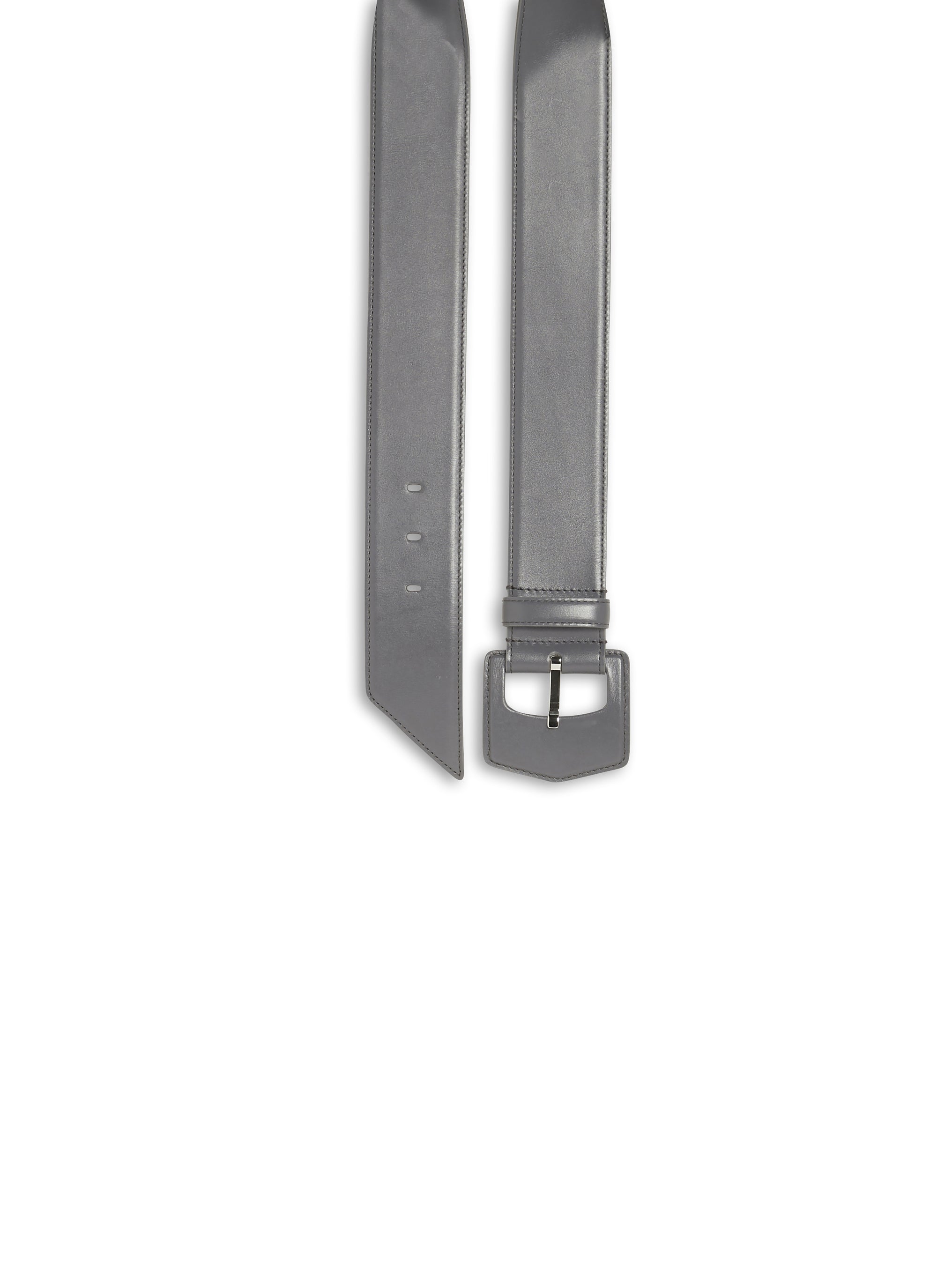 Ceinture à boucle géométrique oversize en cuir - Cendre