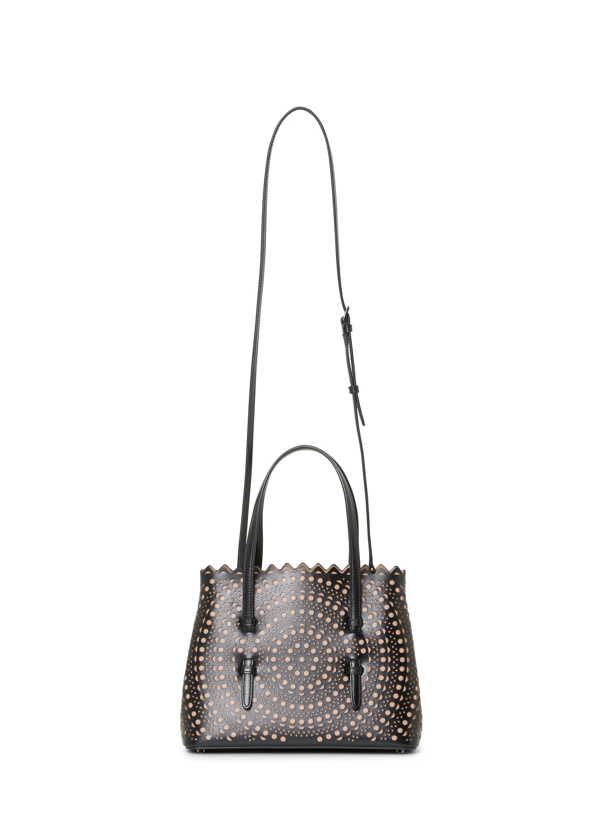 Sac Mina à bandoulière ajouré en cuir - Noir & Sable