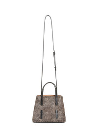 Speckled Mina bag in leather - Black & Beige