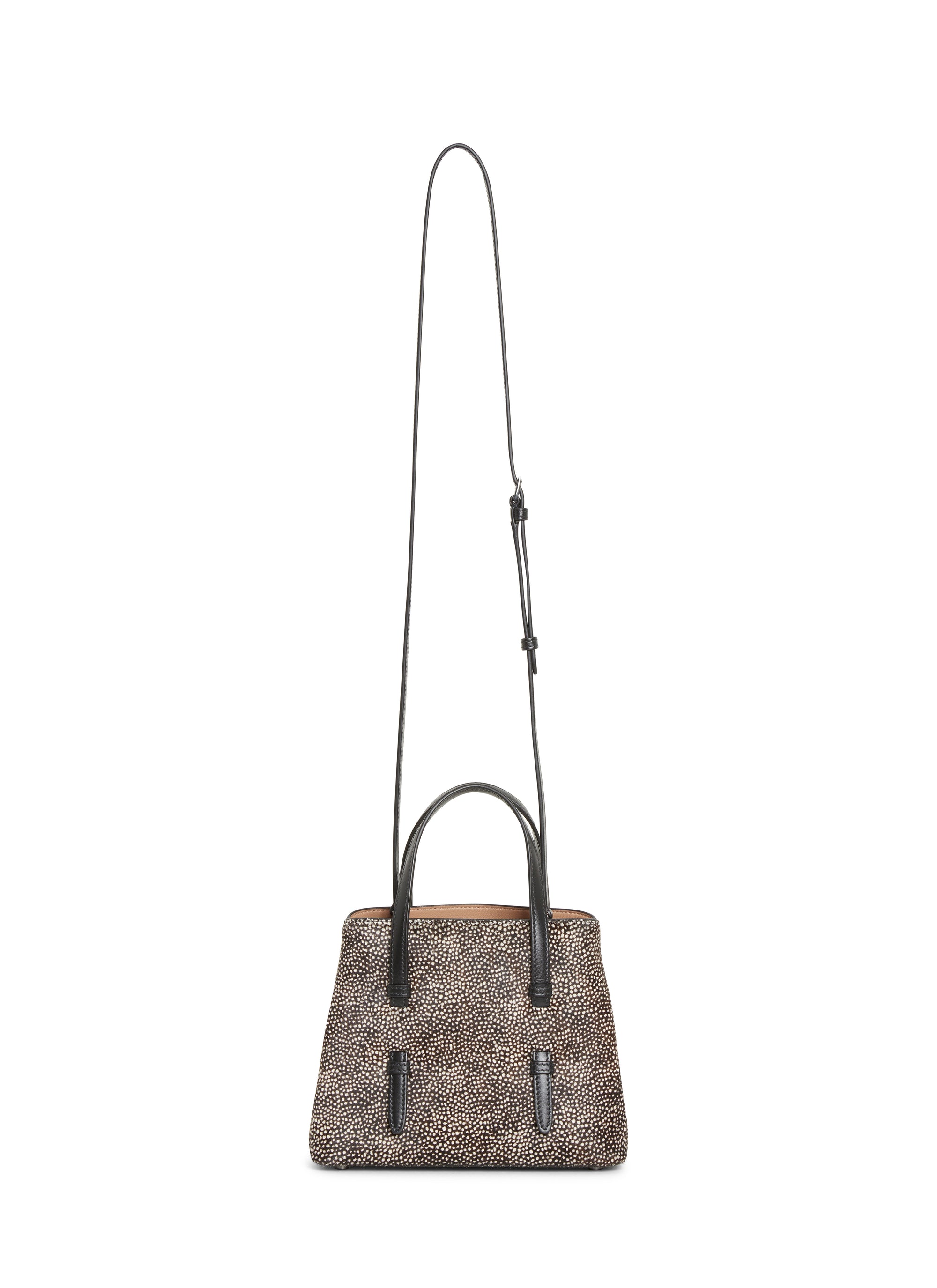 Speckled Mina bag in leather - Black & Beige