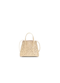 Palm Fiori mini bag, openwork, in leather - Sand
