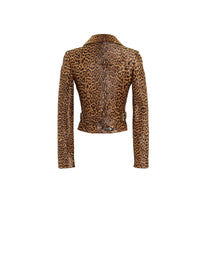 Leather cheetah print perfecto - Brown