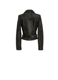 Perfecto Croco en cuir - Noir