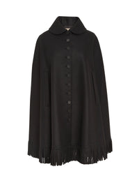 Draped cape in wool - Black