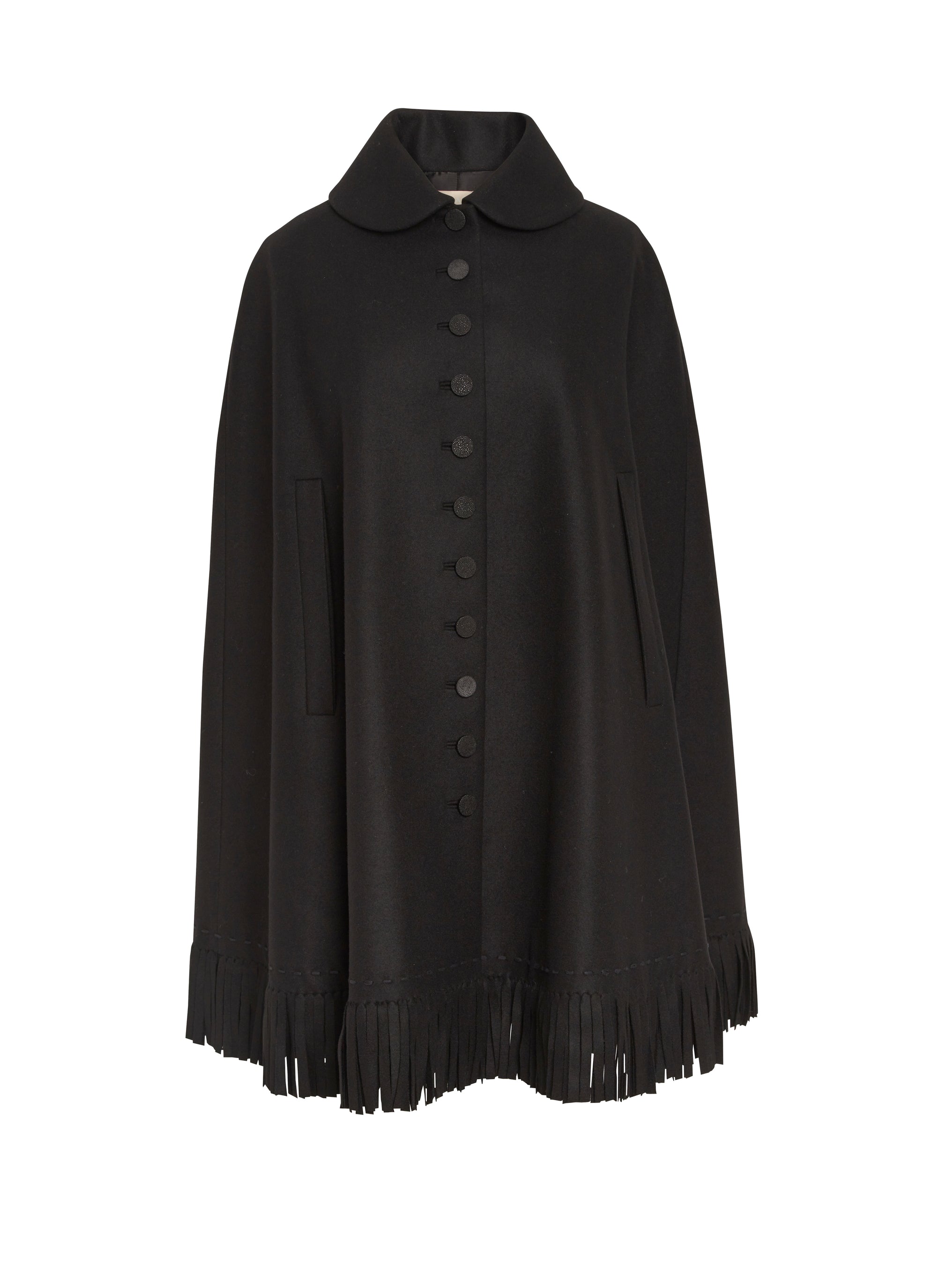 Draped cape in wool - Black