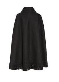 Draped cape in wool - Black