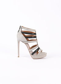 Stingray sandals in leather - Light Grey & Black