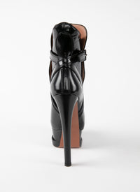 Platform high boots in leather - Black