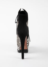 Bottines à imprimé léopard en cuir - Blanc & Noir