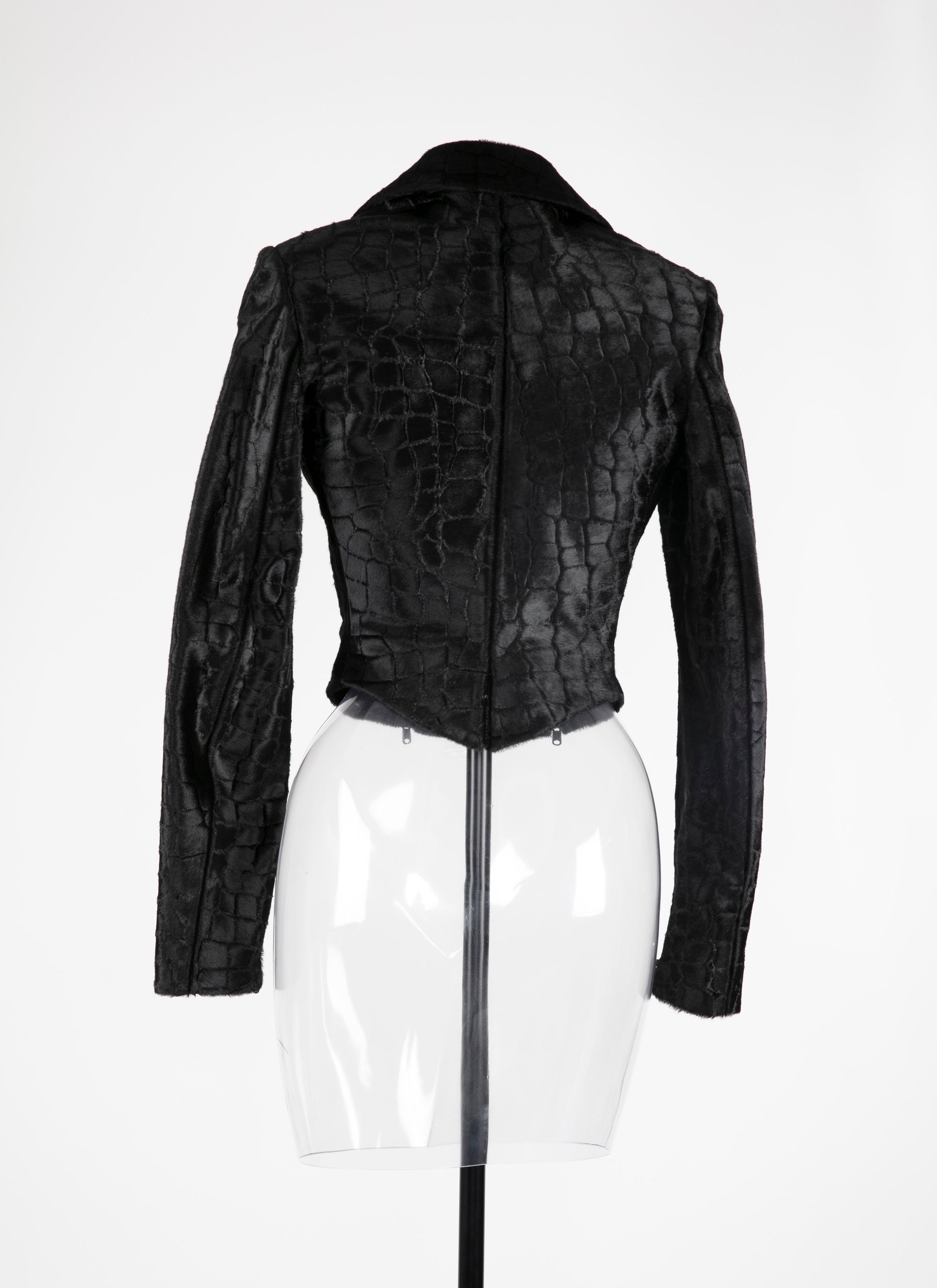Perfecto embossé alligator en cuir - Noir
