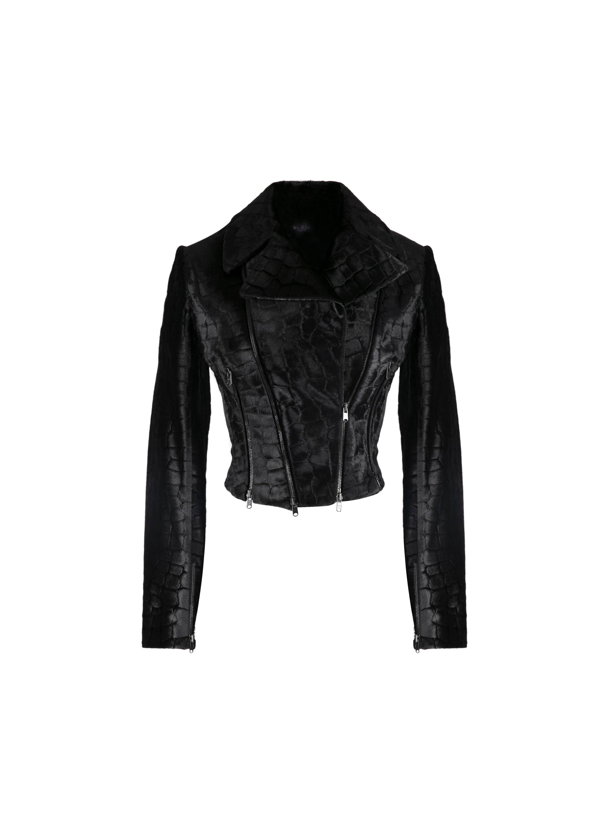Perfecto embossé alligator en cuir - Noir
