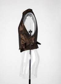 Moucheté sleeveless leather waistcoat - Black & Bronze