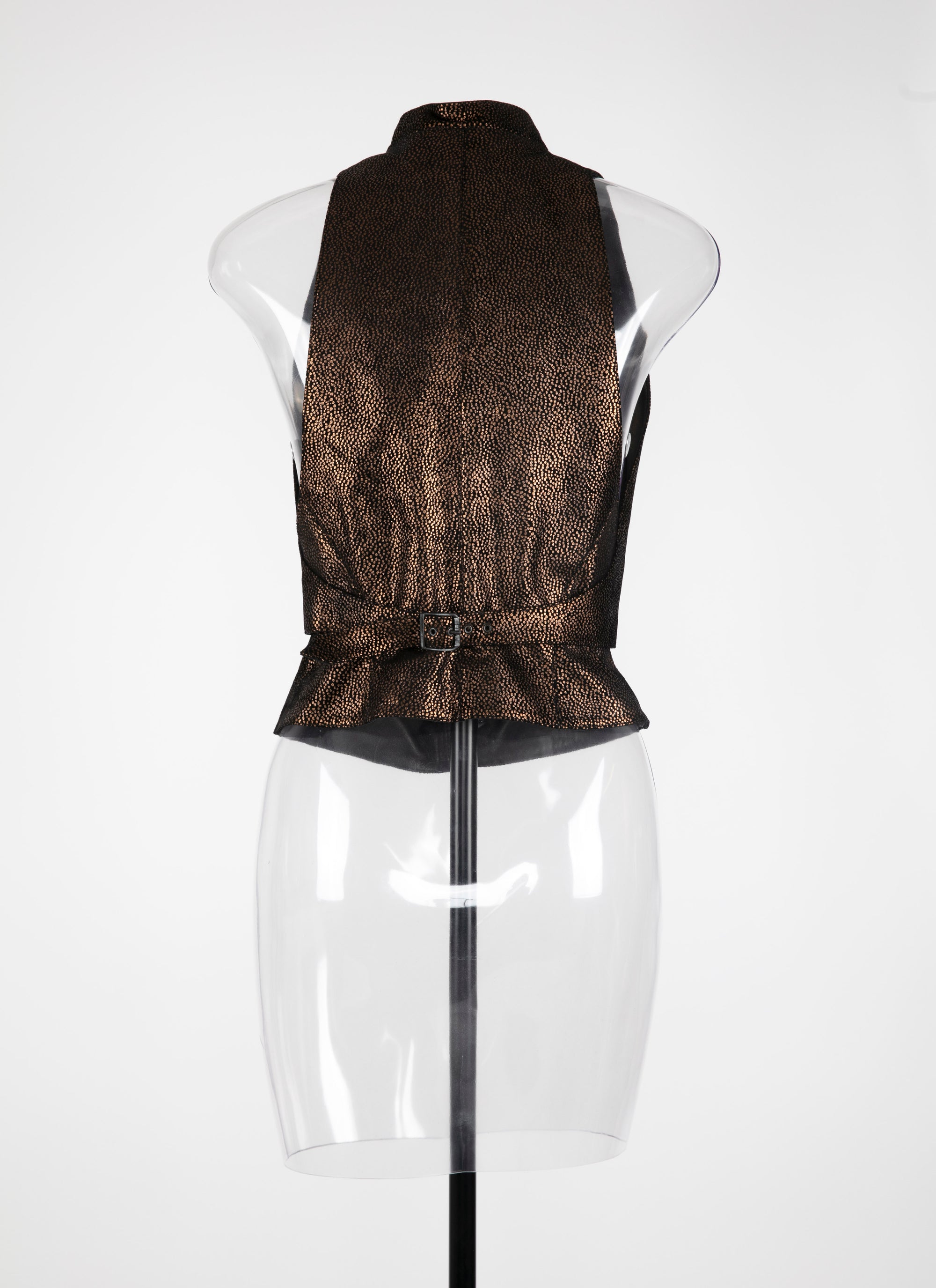 Moucheté sleeveless leather waistcoat - Black & Bronze