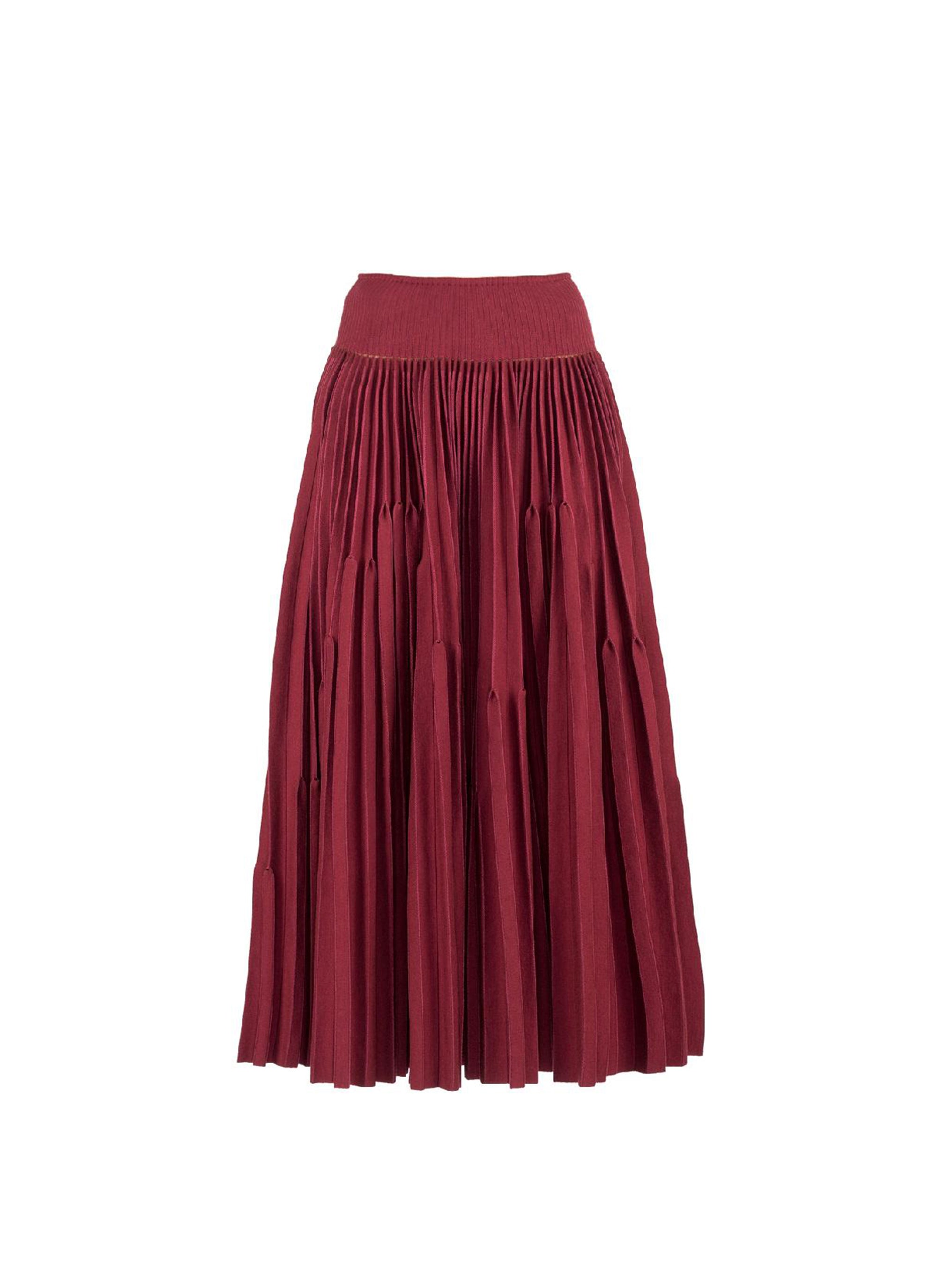Wool pleated skirt - Bordeaux