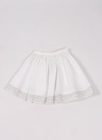 Jupe courte asymétrique ajourée - Blanc
