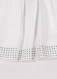 Jupe courte asymétrique ajourée - Blanc
