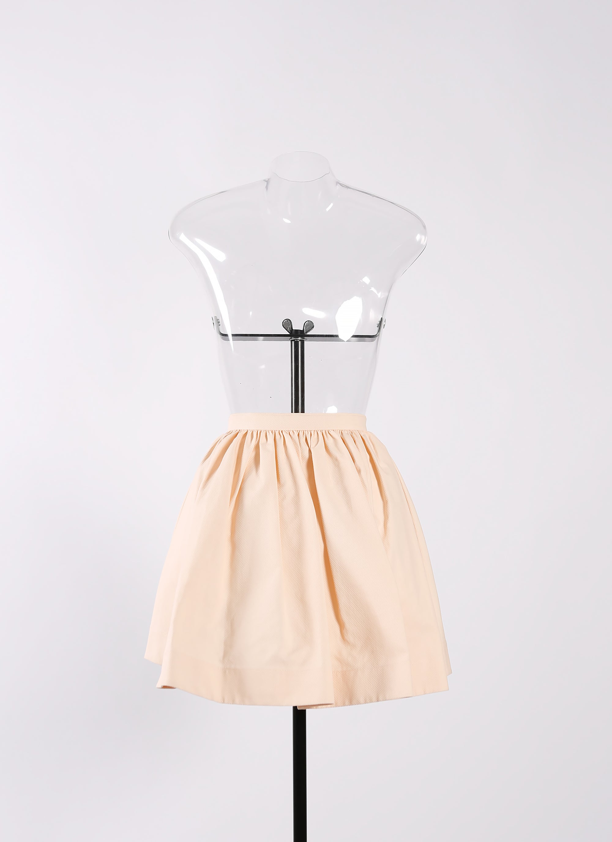 Jupe courte asymétrique ajourée - Nude