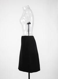 Wool gabardine pencil skirt - Black