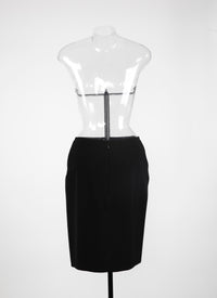 Wool gabardine pencil skirt - Black