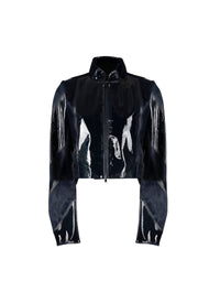 Patent leather long sleeve jacket - Sapphire