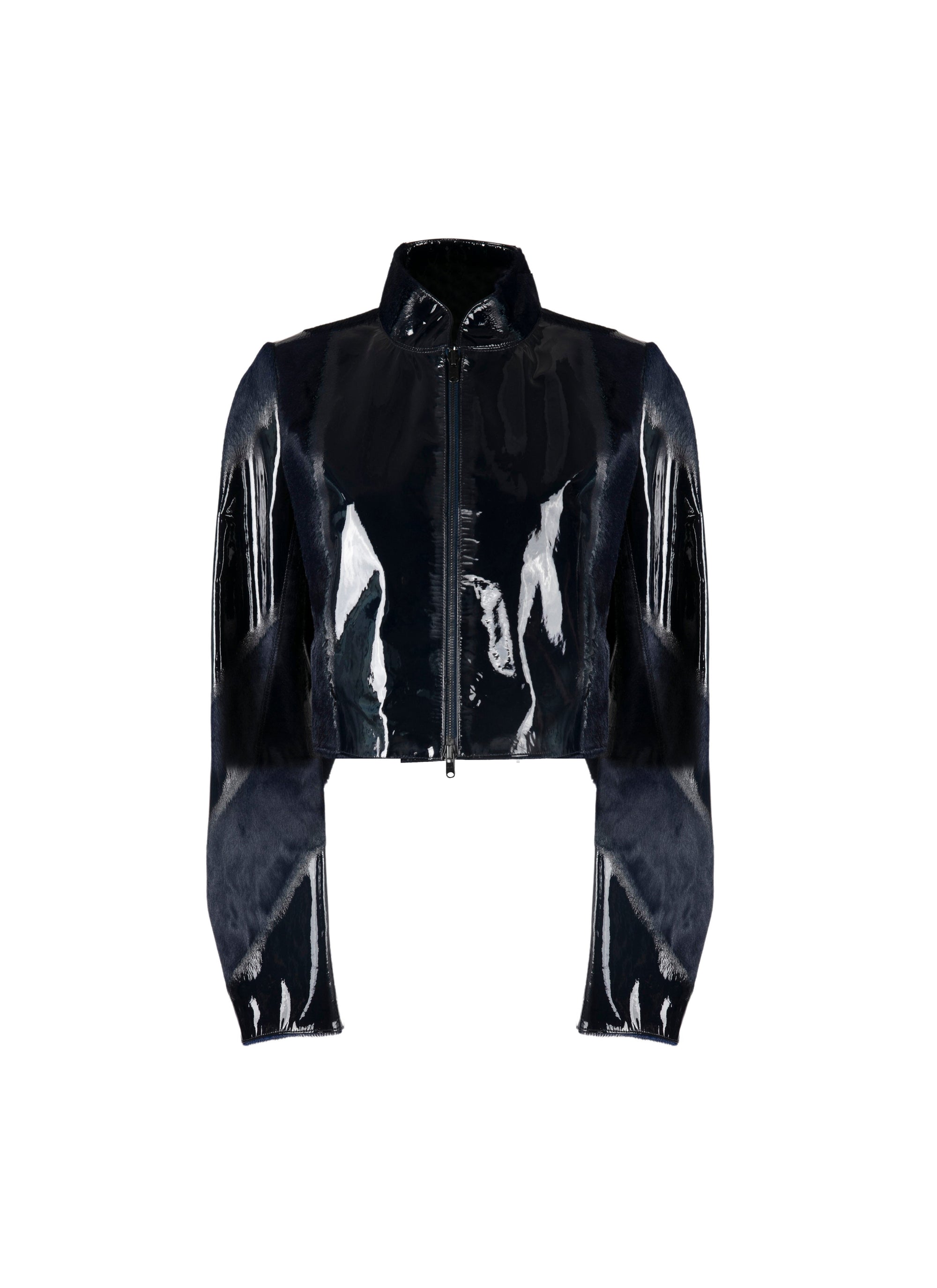 Patent leather long sleeve jacket - Sapphire