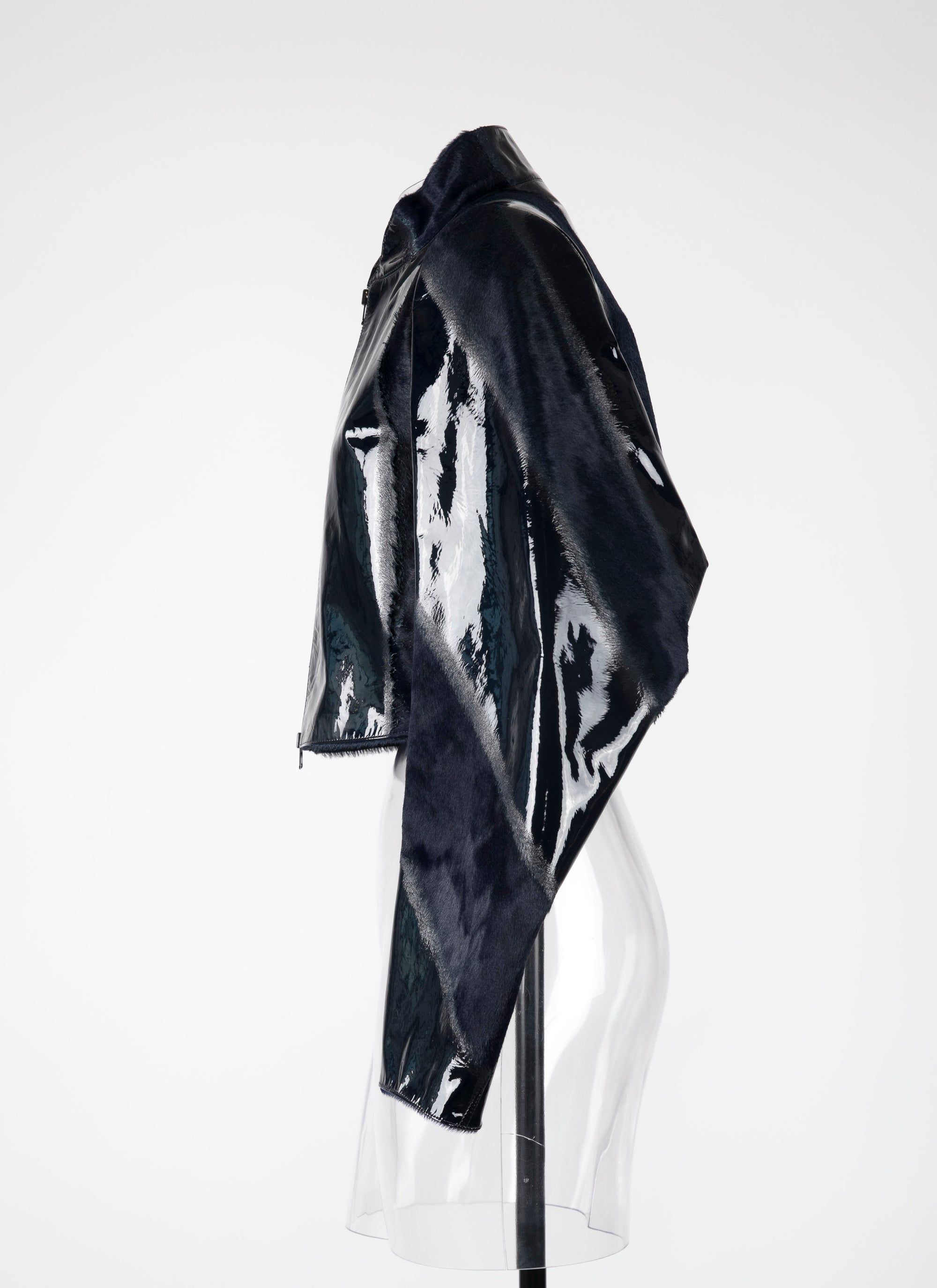 Patent leather long sleeve jacket - Sapphire
