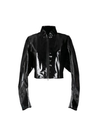 Veste à manches longues en cuir vernis - Noir