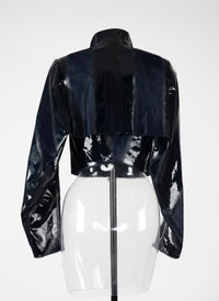 Patent leather long sleeve jacket - Sapphire