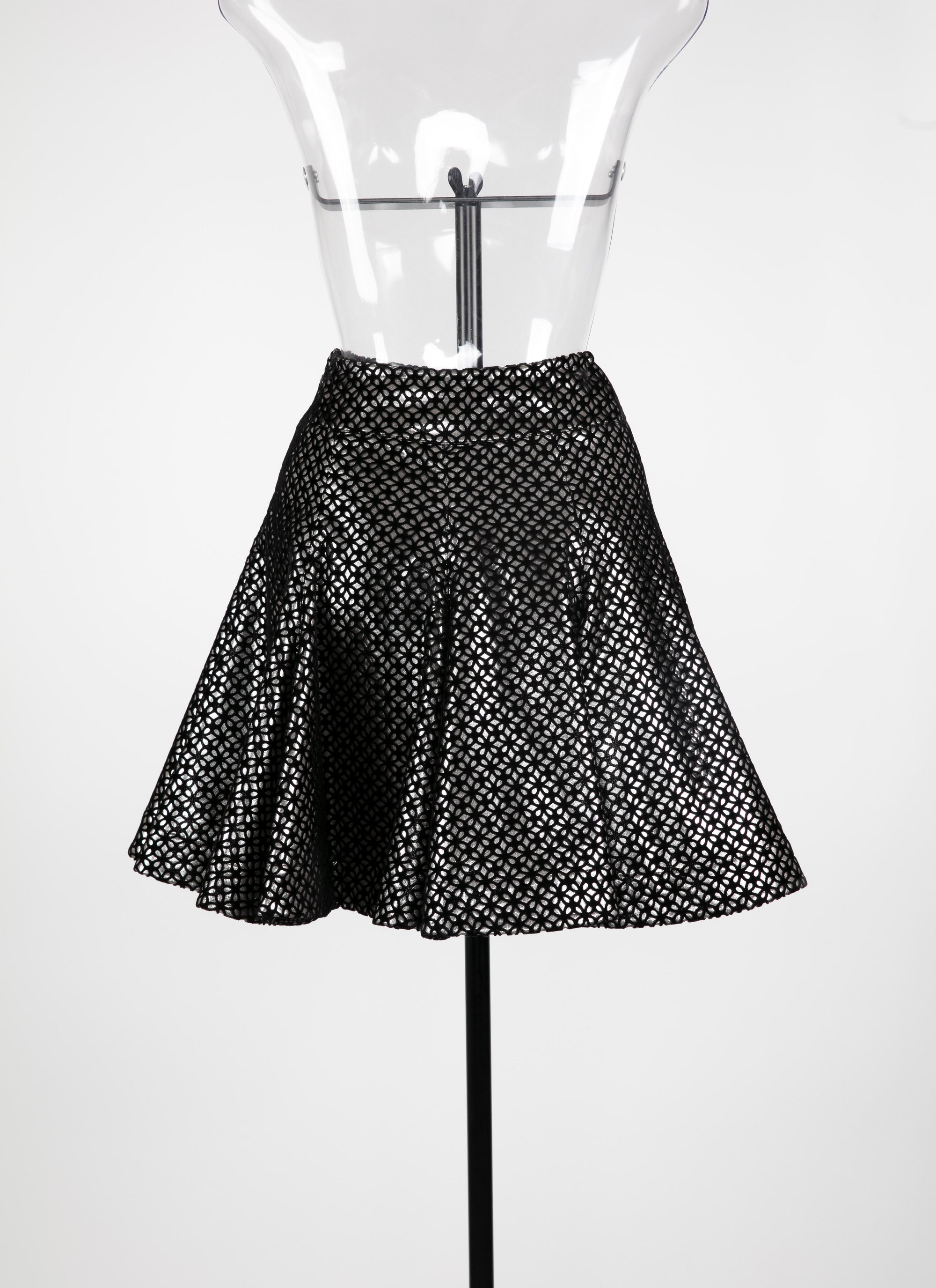 Jupe courte en velours lys - Noir