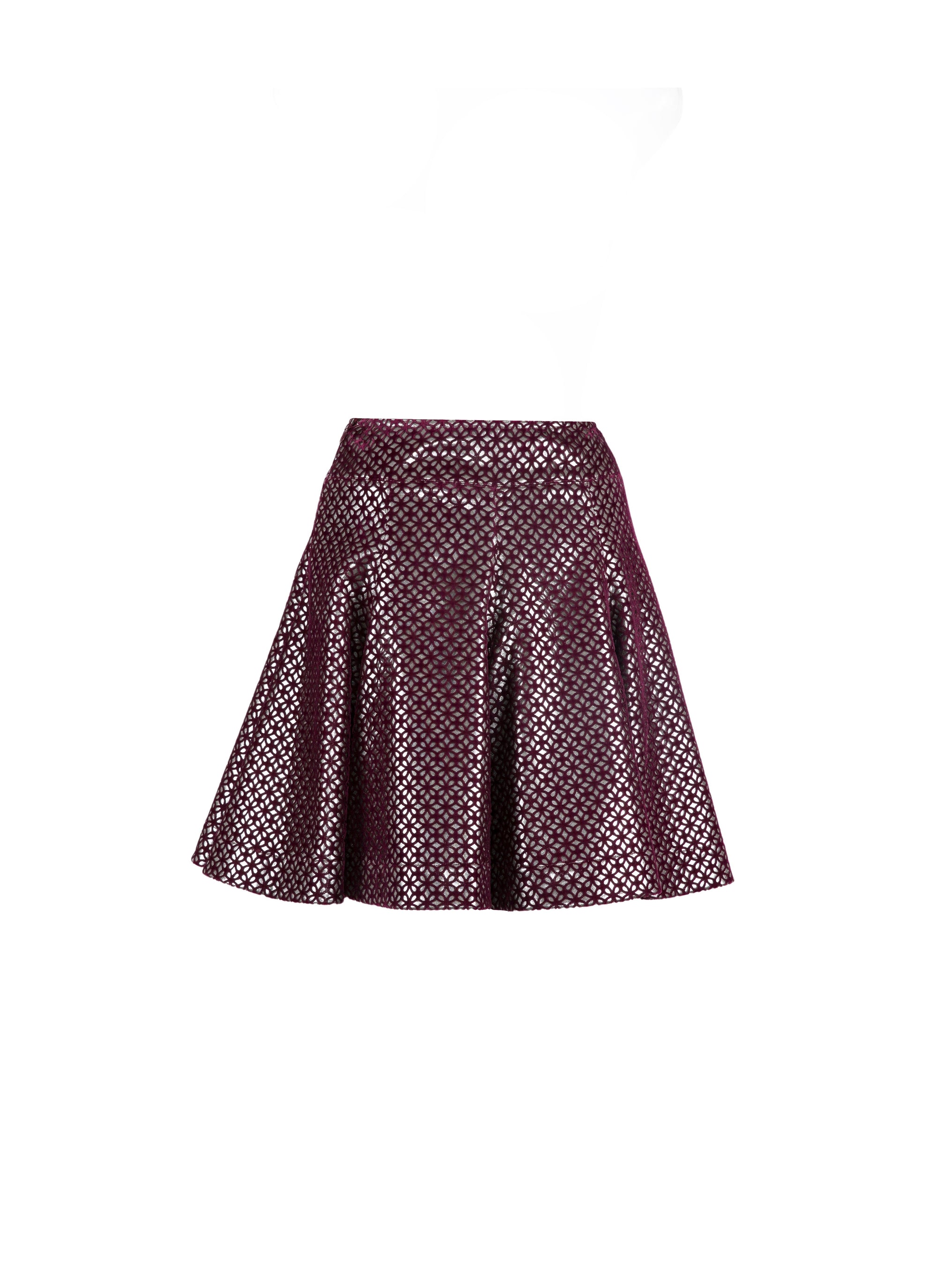 Jupe courte en velours lys - Grenat