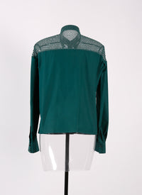 Openwork bi-material shirt - Duck Blue