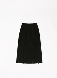 Jupe longue zippée en gabardine - Noir