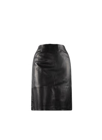 Jupe courte droite plongée en cuir - Noir