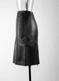 Jupe courte droite plongée en cuir - Noir