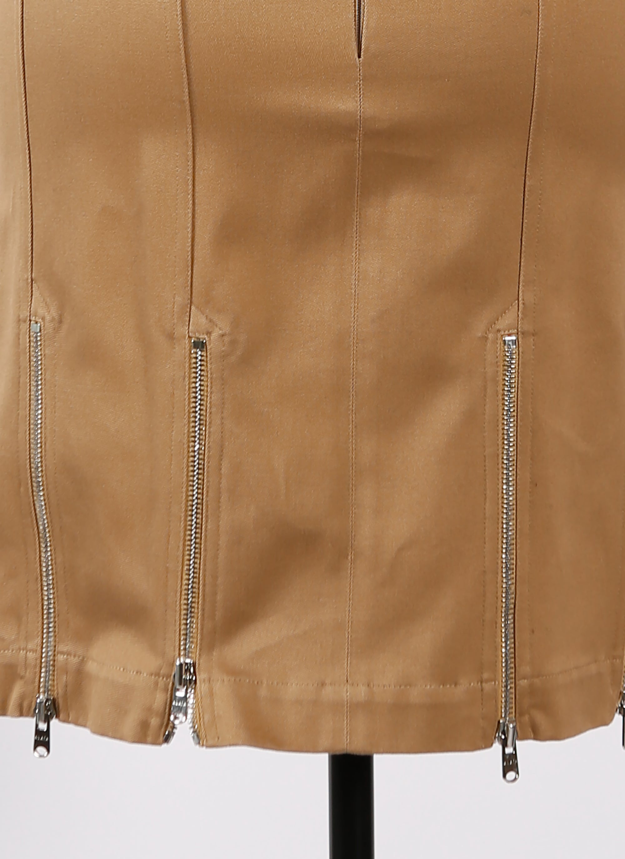 Jupe zippée courte en gabardine - Beige Foncé