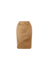 Jupe zippée courte en gabardine - Beige Foncé