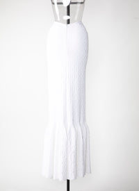 Knitted Damascus skirt - White