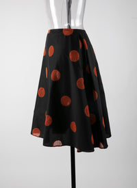 Jupe en popeline à pois - Noir & Mandarine