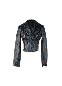 Plunging perfecto in leather - Copper Black