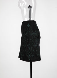 Woolen Tatoo skirt - Black & Green