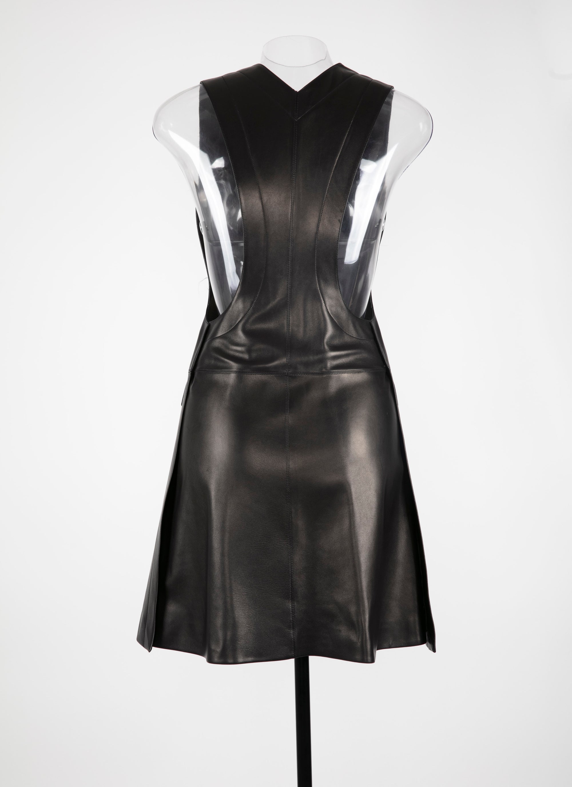Robe courte sans manches plongée en cuir - Noir