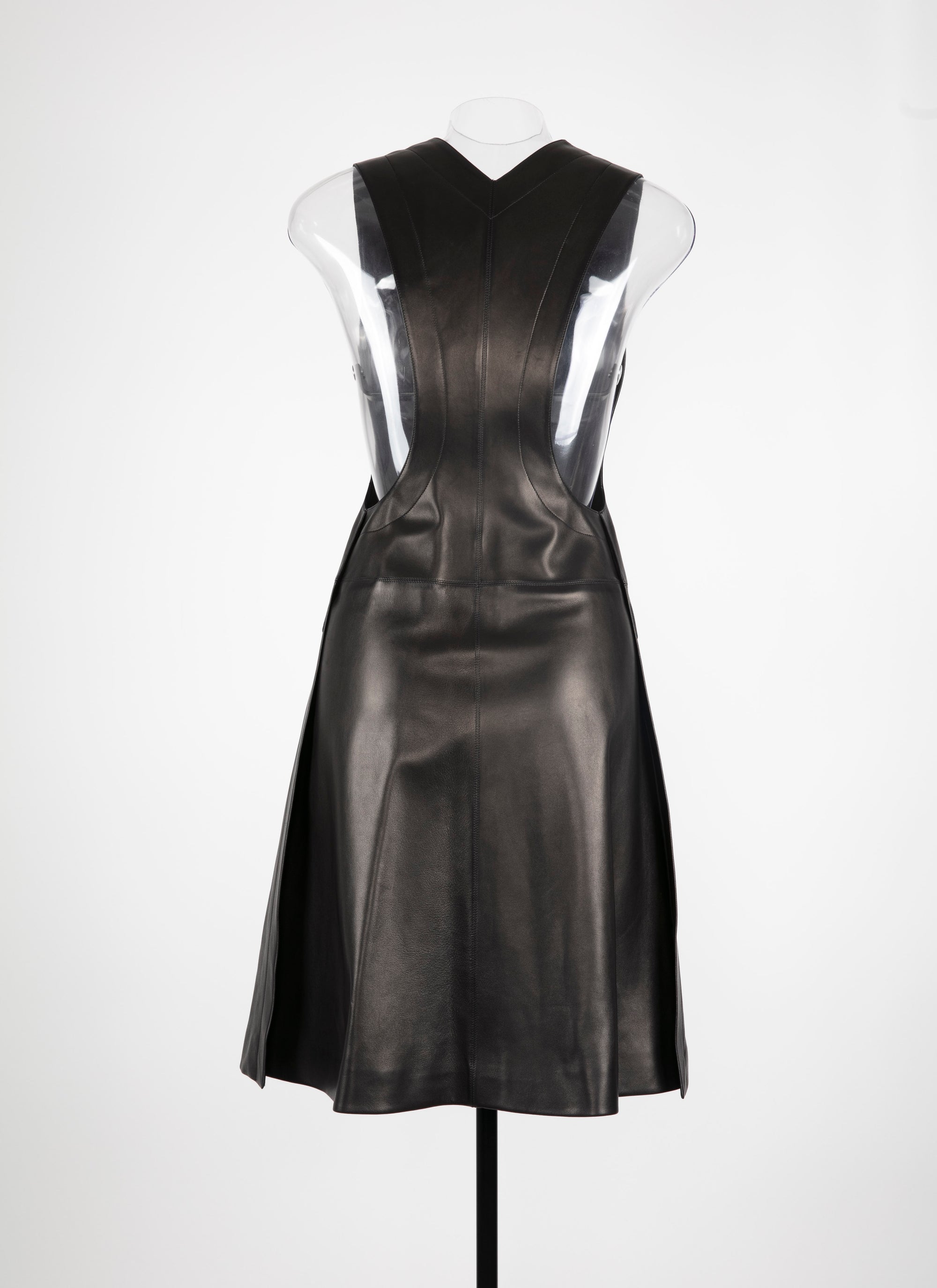 Sleeveless maxi dress in leather - Black