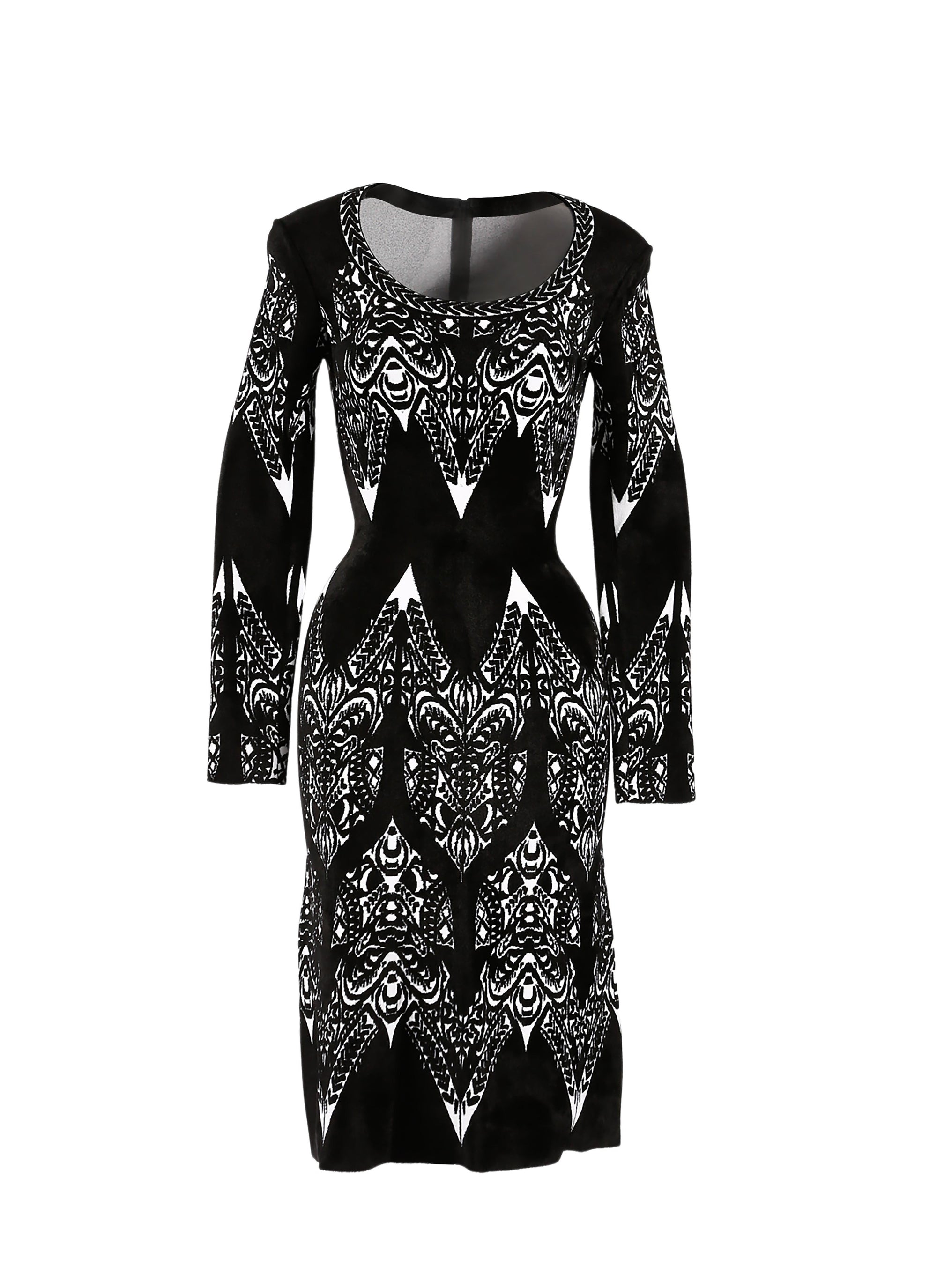 Tatoo long sleeve knitted dress - Black & Forest
